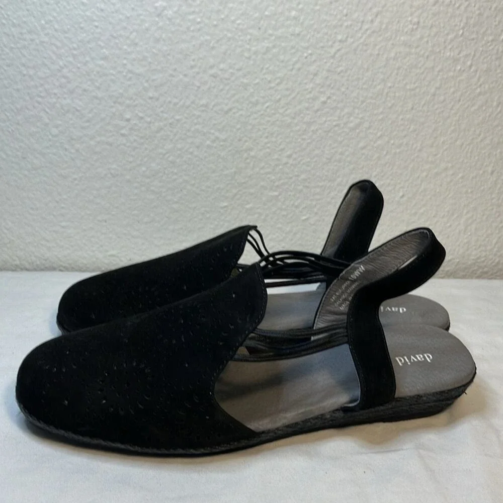 NWOB David Zelma Tate‎ Espadrille Wedge Sandals Leather Casual Comfort Slingback